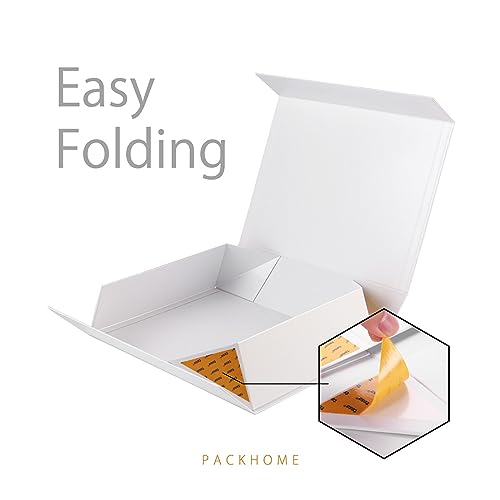 PACKHOME Large Gift Box 13.5x10x3.5 Inches, Sturdy Shirt Box with Magnetic Lid for Multiple Occasions (Glossy White) - color: 13x9.7x3.4 Inch-White-Pack of 1
