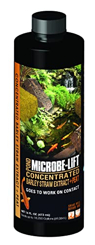 Microbe-Lift Concentrated Barley Straw Extract Plus Liquid Peat Conditioner for Ponds and Outdoor Water Garden, Safe for Live Koi Fish, Plants, and Decorations, 16 Ounces - size: 16 Ounces