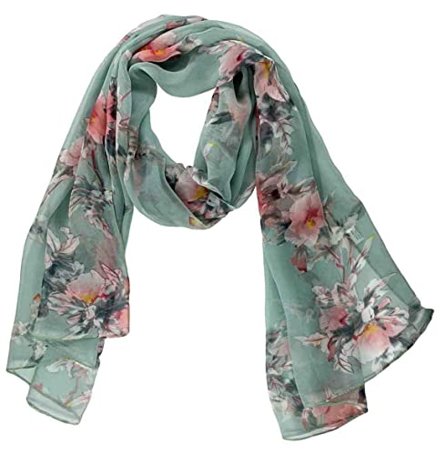 Xyueanlo Scarfs for Women Lightweight Scarves Fashion Print Floral Pattern Scarf Shawls - color: P-green