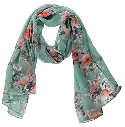 Xyueanlo Scarfs for Women Lightweight Scarves Fashion Print Floral Pattern Scarf Shawls - color: P-green