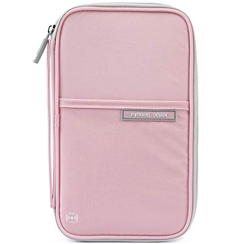 VanFn Passport Wallet, RFID Family Travel Passport Holder With Hand Strap, RFID Blocking Credit Card Wallet For Men & Women, Trip Document Organizer Fits Phone And Tickets P.Travel Series (Pink) - color: Pink