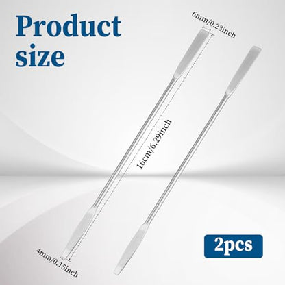 2 Pcs Stainless Steel Lab Spatula, 6.3" Double Ended Micro Spatula Mini Spatula, Small Metal Spatula with Tapered Arrow and Flat Ends