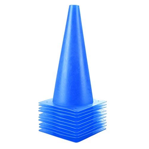 12 Inch Traffic Training Sports Cones, [10 Pack] Blue Safety Cones, Soccer Basketball Cones for Drills, Plastic Marker Cones for Indoor/Outdoor Activity & Festive Events - color: Blue, size: 12inch