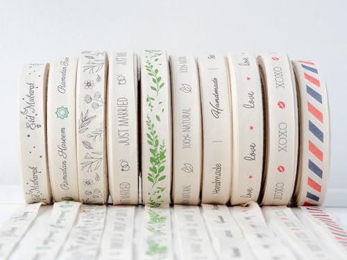 Ramadan Kareem Ribbon - 5/8” (15 mm), 10 Yards (9 m) Cotton Tape for Islamic Gifts, Ramadan Table Decor, Eid Favor Packaging, Iftar Gifts