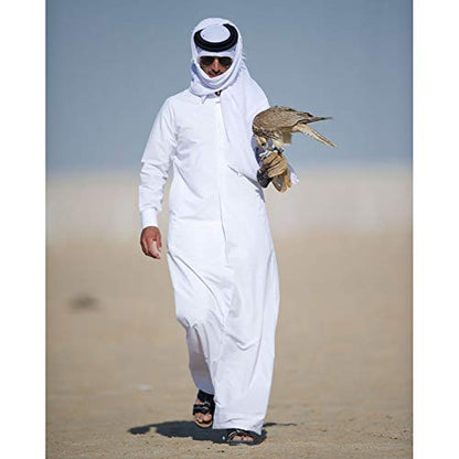 HOMELEX Keffiyeh Arab Head Scarf for Men Sheikh Muslim Turban Saudi Dubai Headwear - color: White-q