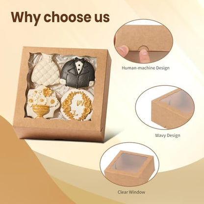 20 Pcs 6x6x2.5Inches Chocolate Strawberries Boxes Cake Boxes Charcuterie Boxes Bakery Boxes with Full Window Cookies Boxes Cakesickle Truffle Treat Box for Christmas Valentine's - size: 6"X6X2.5"