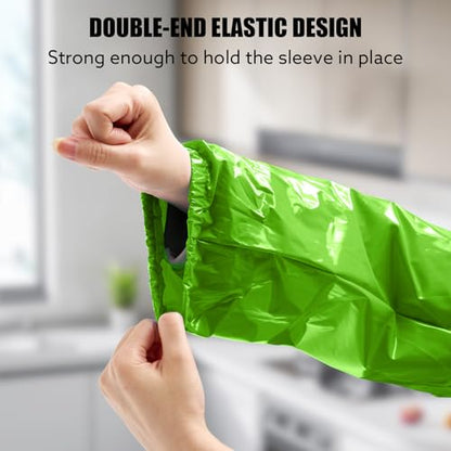 Yzurbu 2 Pairs Arm Sleeves Covers, Soft Waterproof Oil-proof Sleeves Protector for Arm with Elastic on Cuffs - color: Green - 2pairs