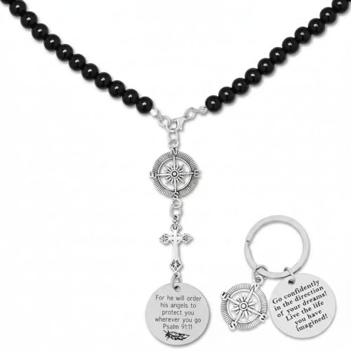 Christian Car Charm Gift for Drivers, Psalm 91:11 Rear View Mirror Cross, Protection Gift for Men Women, Faith-Based Safe Driving Blessing for Father Son Husband - style: Psalm 91:11