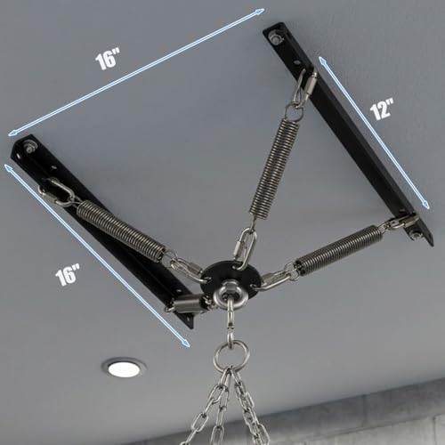 200LBS-MB Heavy Bag Hanger Noise Vibration Dampening Ceiling Mount | Premium 4mm Steel Bracket with Built In Vibration Dampening Spring, Engineered to Support 12 to 16 Inch Joist Structures