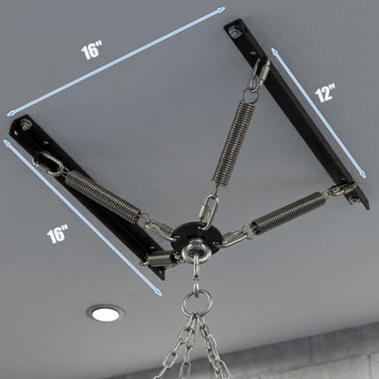 200LBS-MB Heavy Bag Hanger Noise Vibration Dampening Ceiling Mount | Premium 4mm Steel Bracket with Built In Vibration Dampening Spring, Engineered to Support 12 to 16 Inch Joist Structures