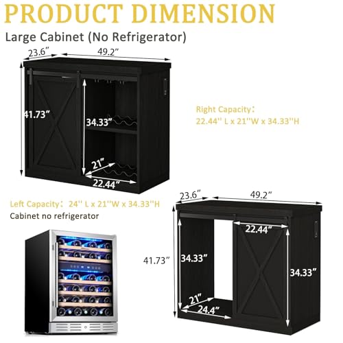 JassmiPkwy Coffee Bar Cabinet with Fridge Space, Wine Cabinet with Rack, Power Outlet for Dining Room Living Room, Black - color: Black