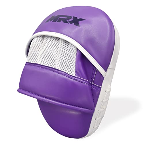 MRX Gel Tech Boxing Hook & Jab Pads MMA Focus Punching Mitts Training Thai Kick Strike Shield Curved Black/White - color: Purple