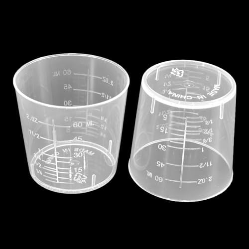 20 Pack 60ml/2oz Plastic Liquid Measuring Cups Transparent Mixing Cups Medicine Cups Lab Graduated Beakers Clear Measuring Jugs Set Medium Kitchen Baking Cooking Measure Tool Home