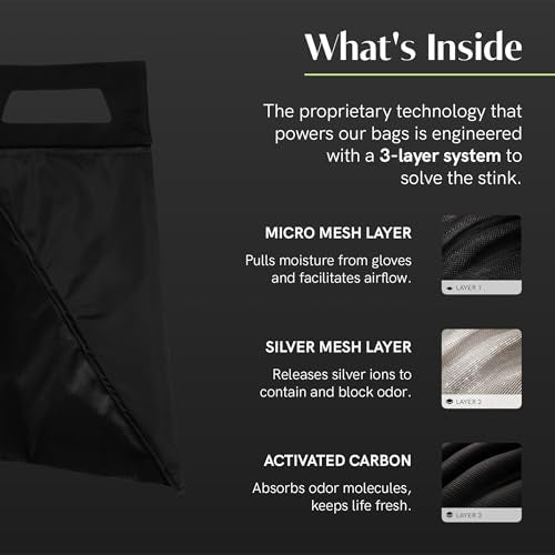 Salt Glove Bag Smell-Proof Durable Odor Containing Bag for Gloves - Large - Water-Resistant and Easy to Clean - Black - size: Large