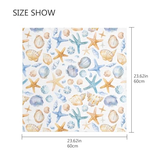 Bolaz Women's Square Silk Hair Scarves and Wraps Headscarf Abstract Head Neck Scarf Bandana 24inch - color: Cute Seashells Starfish