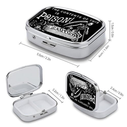 Metal 2 Compartment Pill Organizer Travel Friendly Portable Compact Pill Box Cute Pill Case to Hold Vitamins,Fish Oil,Supplements,Meds,Tablet for Purse,Pocket. (Black Scythe) - color: Black Scythe