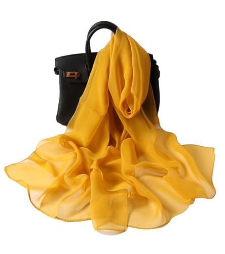 Long Chiffon Sheer Scarf For womens - color: Turmeric
