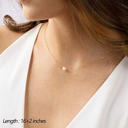 Turandoss Dainty Layered Choker Necklace, Handmade Y Pendant Necklace Multilayer Bar Disc Necklace Adjustable Layering Choker Necklaces for Women - style: 3PCS - simulated Pearl&Bar&Disc