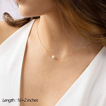 Turandoss Dainty Layered Choker Necklace, Handmade Y Pendant Necklace Multilayer Bar Disc Necklace Adjustable Layering Choker Necklaces for Women - style: 3PCS - simulated Pearl&Bar&Disc