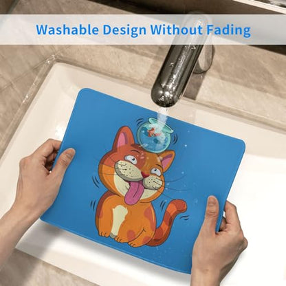 Cute Cat with Head in Fish Tank Mouse Pad Non-Slip Rubber Base 10x12 in Square Waterproof Mouse Pad for Laptop Office Desk Accessories Mouse Pad