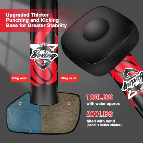 Standing Punching Bag for Adult Teens, 70" Freestanding Punching Bag with Boxing Gloves and Electric Air Pump for Beginners Kickboxing Training MMA Muay Thai Fitness Office Home Gym