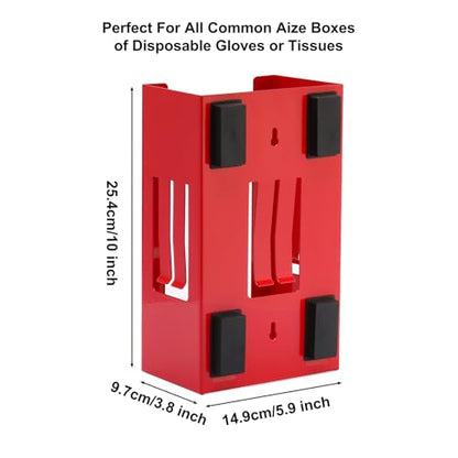 CASOMAN Magnetic Glove/Tissue Dispenser, 8LBS Capacity, Red Glove Dispenser Wall Mount, Glove Box Holder for Wall Mount, Magnetic Glove Box Holder, Not Include Gloves - color: Red