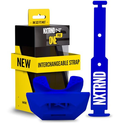 Nxtrnd One Pro Football Mouth Guard, Interchangeable Strap, Fits Adult & Youth (Blue) - color: Blue Pro