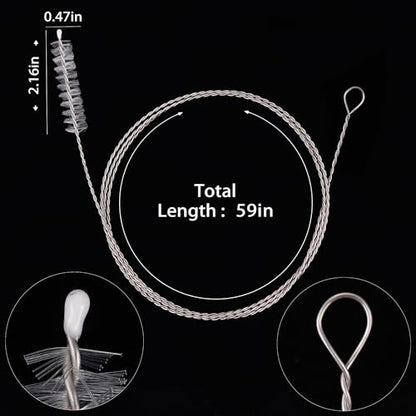Mygeromon Flexible Drain Brush Extra Long Nylon Cleaner 59 Inches 2 PCS | for Sink, Fridge,Hose Dredging Tool 150 CM - color: 2 Pcs