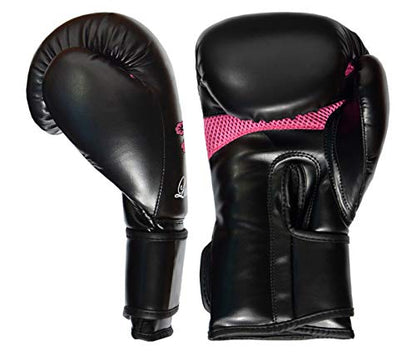 Womens Boxing Gloves Kids MMA Training Ladies Punching Mitts Girls Childrens - color: Black Flower Boxing Gloves, size: 16Oz