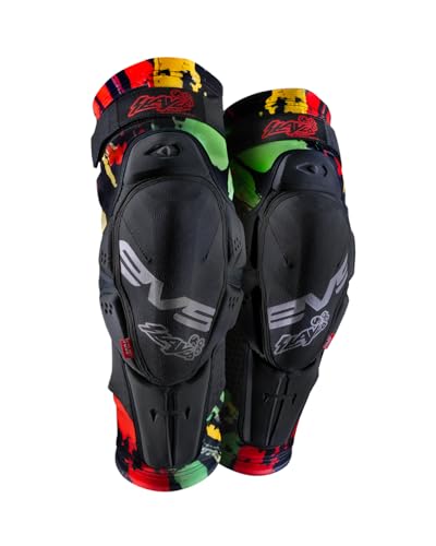 EVS SLAYCO96 AXELL Hodges, Moto Knee/Shin Guard, Reactive Memory Foam | CE Level 3 knee protection with RMF impact foam, breathable Hexprene compression fit, floating sleeve, bio-foam shin coverage - color: Explosion, size: Youth