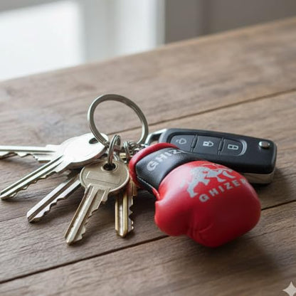 Mini Boxing Gloves Keychain (1 pcs) Premium PU Leather, Sports Lover Gift, Bag Accessory, Car Hanging for Men & Women - color: Red and Black