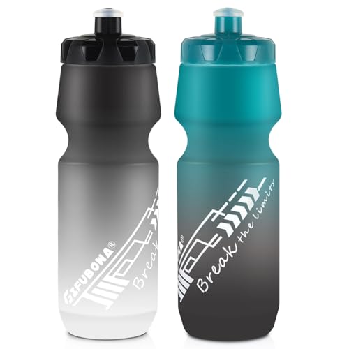 24oz Bike Water Bottle Leakproof Squeeze BPA Free Bicycle Bottles Design for Cycling Riding, Running, Gym & Outdoor Sports 2 Pack - color: Black+Green(2 PC)