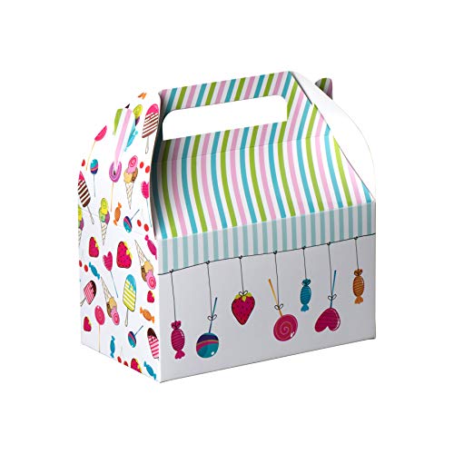 Hammont Paper Treat Boxes - (10 Pack) - Party Favors Treat Container Cookie Boxes Cute Designs Perfect for Parties and Celebrations 6.25" x 3.75" x 3.5" (Ice Cream) - color: Ice Cream
