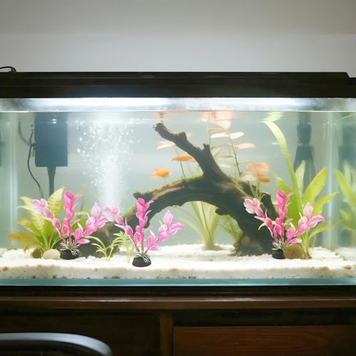 2 Pcs 4 Inch Small Aquarium Plants for Betta Fish Tank, Fish Tank Decorations Aquatic Water Grass Plastic Artificial Plant Reptiles Plants