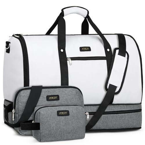 Garment Bag for Travel Convertible Carry on Travel Duffel Bag for Men Women - color: B03-Off White&Grey