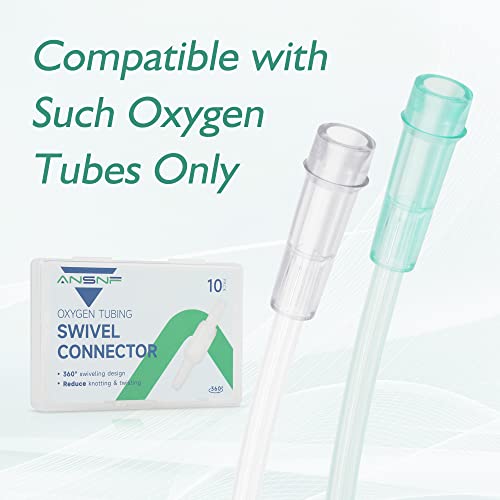 ANSNF Oxygen Tubing Connector, 360° Rotation Swivel, White (10-Pack) | 360° swivel prevents tangles, improves comfort & O2 flow. Multi-thread no-leak design. Reusable, safe material.
