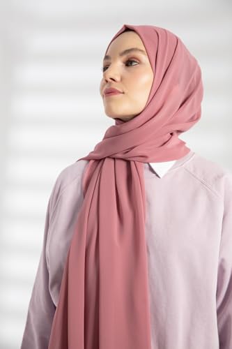 Chiffon Hijab Scarf For Women - Made in Turkiye - color: Dusty Rose
