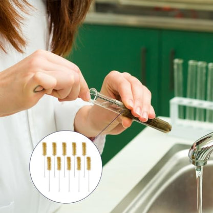 Test Tube Brushes, 10 Pack Bristle Test Tube Bottle Wash Cleaning Brushes with Radial Tufted End Suitable for Laboratory Use, Size L - size: Large