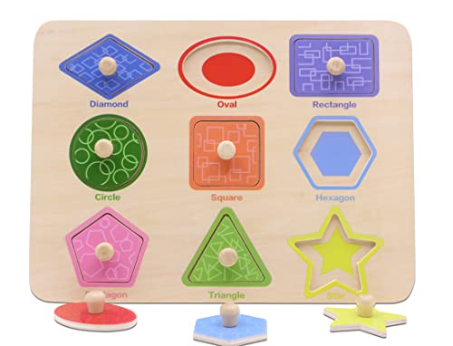Aile Toddler Wooden Preschool Learning Shape Peg Puzzle Board Toys - style: Shape Puzzle