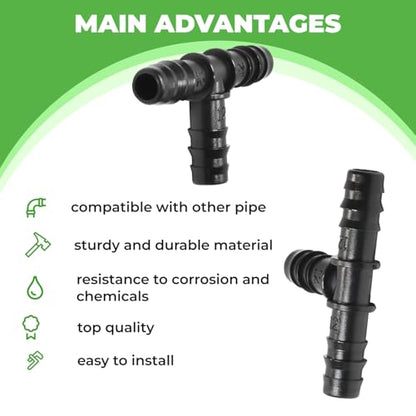 1/2 Inch PVC Barbed Tee Fitting - Insert for Tubing Hose Water Line - SCH 40 Tee for 1/2 PVC - size: Gray 1/2 PVC Tee