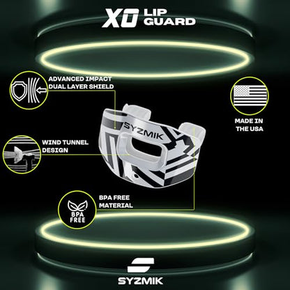 X0 Football Mouthguard – Lip Guard - White Dazzle Camo Traditional – Shock Absorbing – One Size Fits Most - color: X0 - Dazzle Camo Traditional