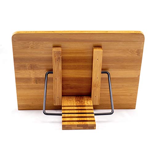 (49.68 x 35.6cm(19.68 x 14인치)) 엑스트라 라지 A+ XL 대나무 책 스탠드, 교과서 독서, 핸즈프리, 요리책 스탠드, 노트북, 아이패드, 태블릿 PC, 음악책, 조절 가능한 마더보드 각도