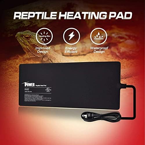 iPower 8 by 18-Inch 24W Reptile Heat Mat, LCD Digital Aquarium Thermometer, Under Tank Warmer Terrarium Heat Pad for Turtles Lizards Frogs and Other Small Animals, Multi Sizes - size: 8" x 18", style: Heat Pad + Thermometer