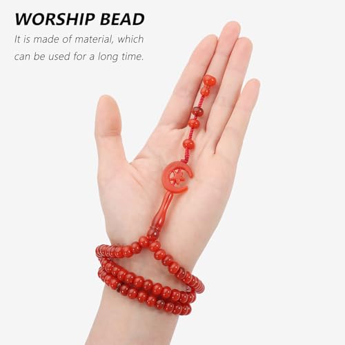 2 Pack Prayer Beads, Muslim Tasbih 99 Beads Allah & Muhammad Islamic Prayer Rosary Muslim Islam Misbaha Tasbeeh 99 Necklace for Men and Women(Red) - color: Red