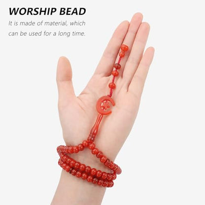 2 Pack Prayer Beads, Muslim Tasbih 99 Beads Allah & Muhammad Islamic Prayer Rosary Muslim Islam Misbaha Tasbeeh 99 Necklace for Men and Women(Red) - color: Red