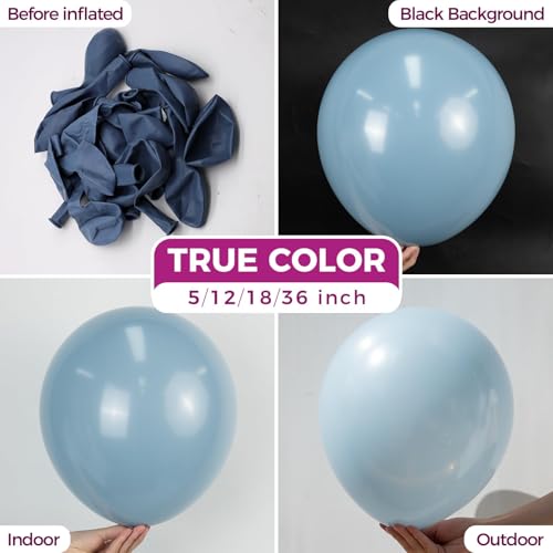 Bezente Dusty Blue Latex Party Balloons - 150 Pack 5 Inch Matte Small Haze Blue Helium Balloons for Birthday Bridal Shower Wedding Gender Reveal Engagement Graduation Party - color: 09-blue-m71, size: 5inch (Small)