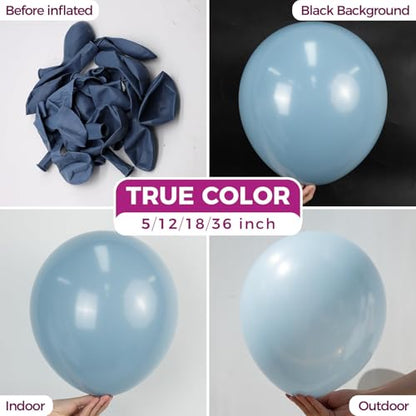 Bezente Dusty Blue Latex Party Balloons - 150 Pack 5 Inch Matte Small Haze Blue Helium Balloons for Birthday Bridal Shower Wedding Gender Reveal Engagement Graduation Party - color: 09-blue-m71, size: 5inch (Small)