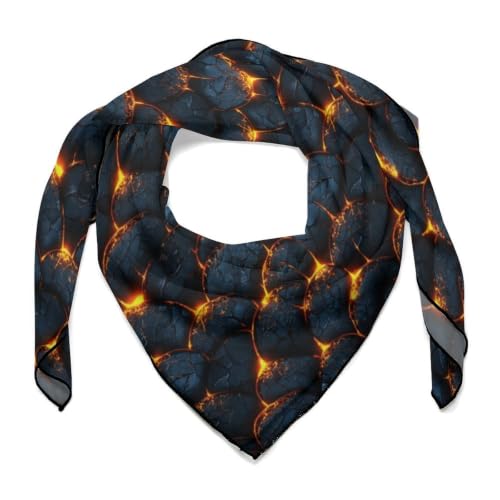 Women’s Square Scarf 27"x27", Lightweight Chiffon Satin Feel Fashion Scarf for Neck Hair Band Head Wrap Bag Accessory - color: Dragon Scale Glow Effect