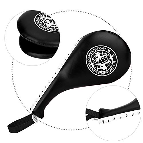 Taekwondo Kick Pad - 15x7 Inch PU Leather Strike for Karate, Muay Thai, and Martial Arts Training - color: Black