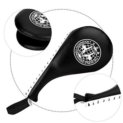Taekwondo Kick Pad - 15x7 Inch PU Leather Strike for Karate, Muay Thai, and Martial Arts Training - color: Black